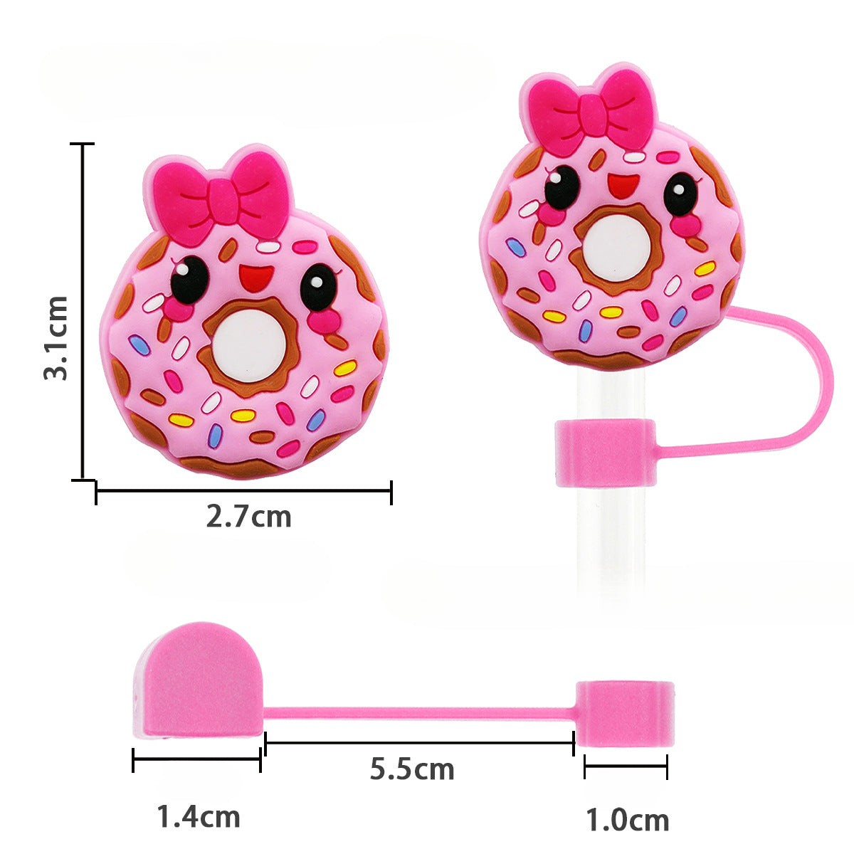 Wholesale Random Color 100pcs Donut Straw Tube Cap 10mm Soft Glue Straw Decoration Straw Cover ACC-SCR-RYY021