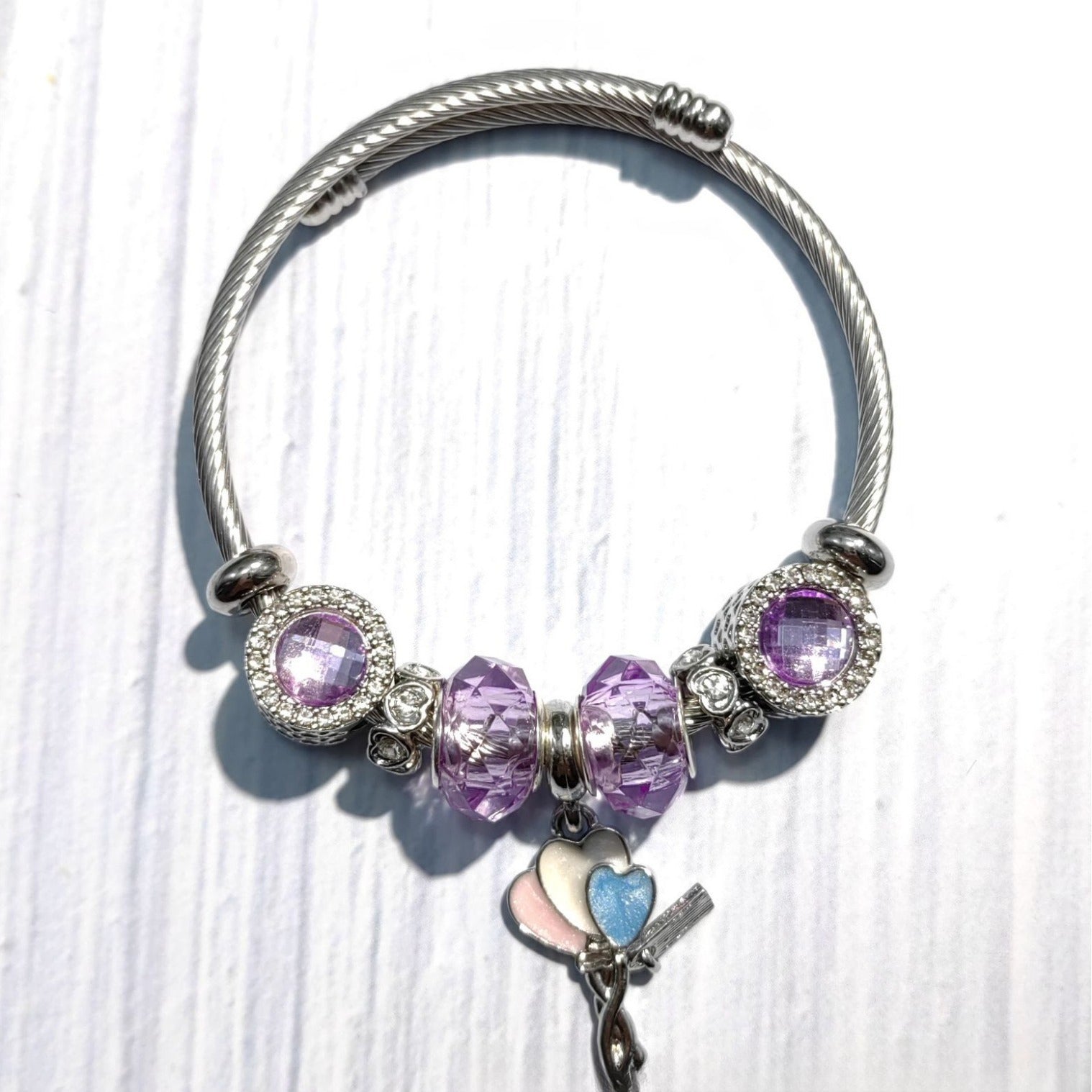 Wholesale Crystal Beaded Bracelet Love Bracelet Set with Diamonds Adjustable Heart Bracelets ACC-BT-Mindin001