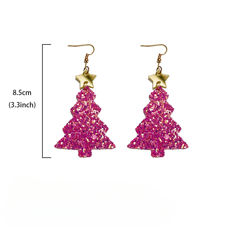 Wholesale Christmas Glitter Gretel Leather Acrylic Earrings ACC-ES-XinChuan018