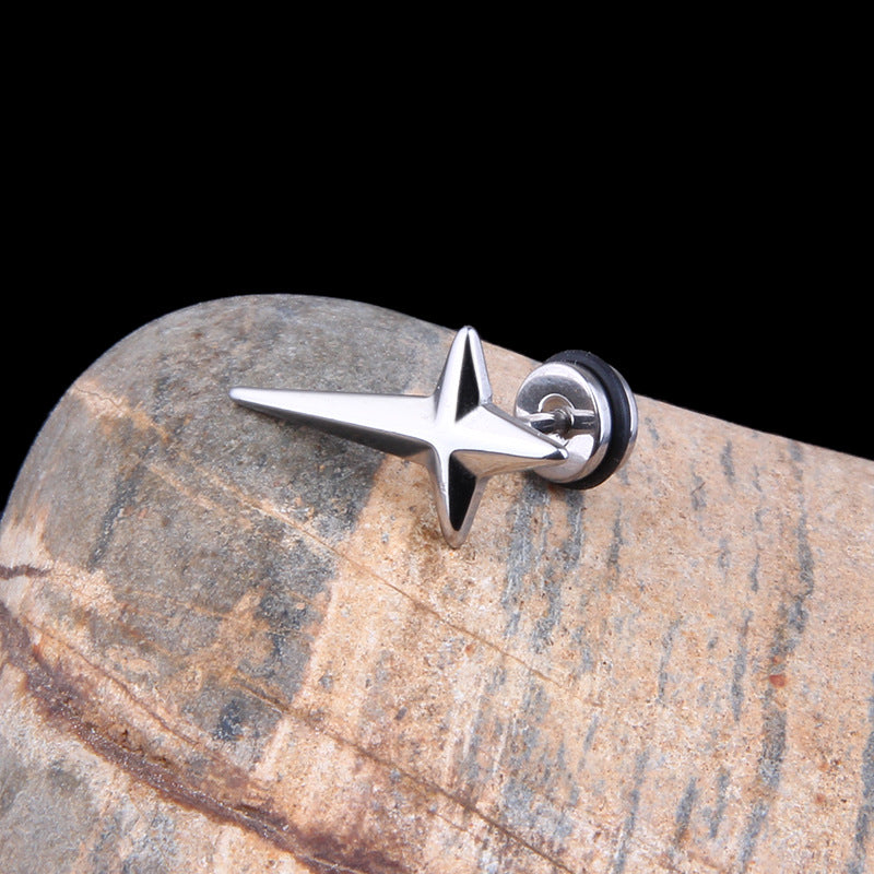 Wholesale titanium steel cross star earrings