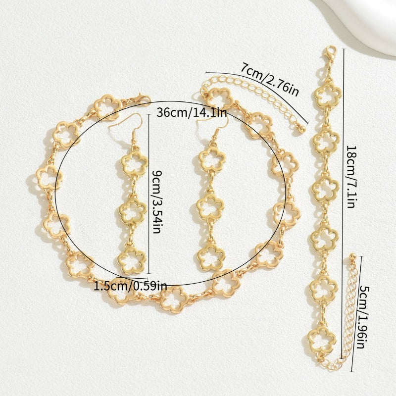 Wholesale Plum Blossom Floral Bracelet Necklace Earrings Jewelry Set ACC-NE-BaSha006