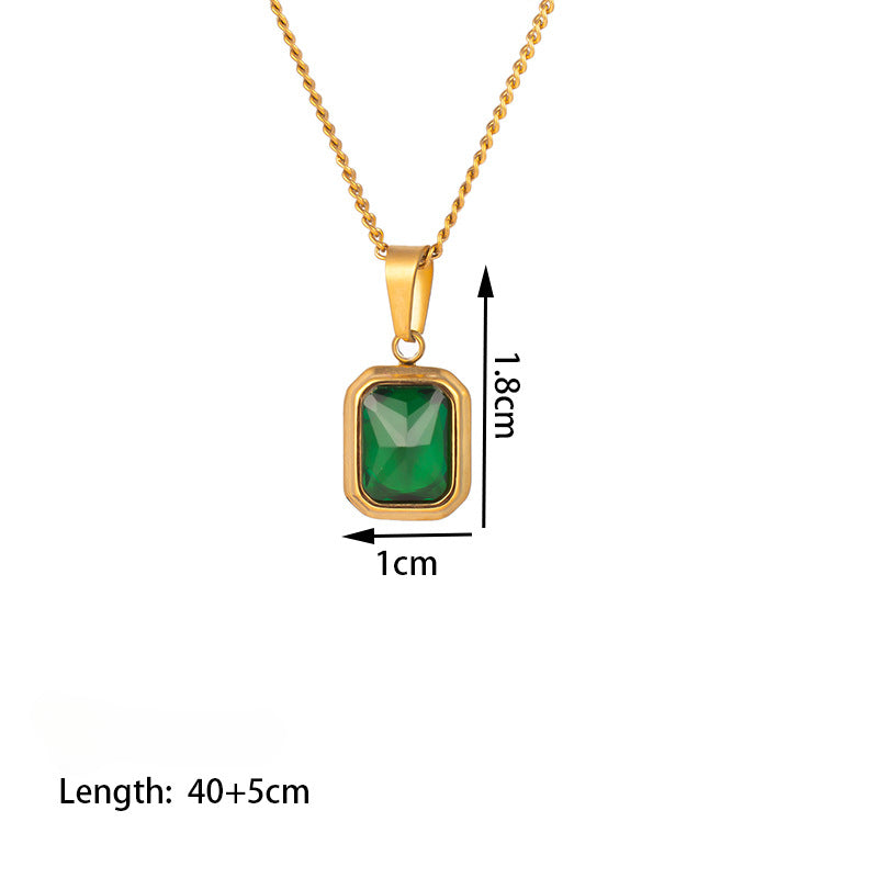 Wholesale Vintage Titanium Steel Plated 18K Gemstone Necklaces ACC-NE-Qiyun006