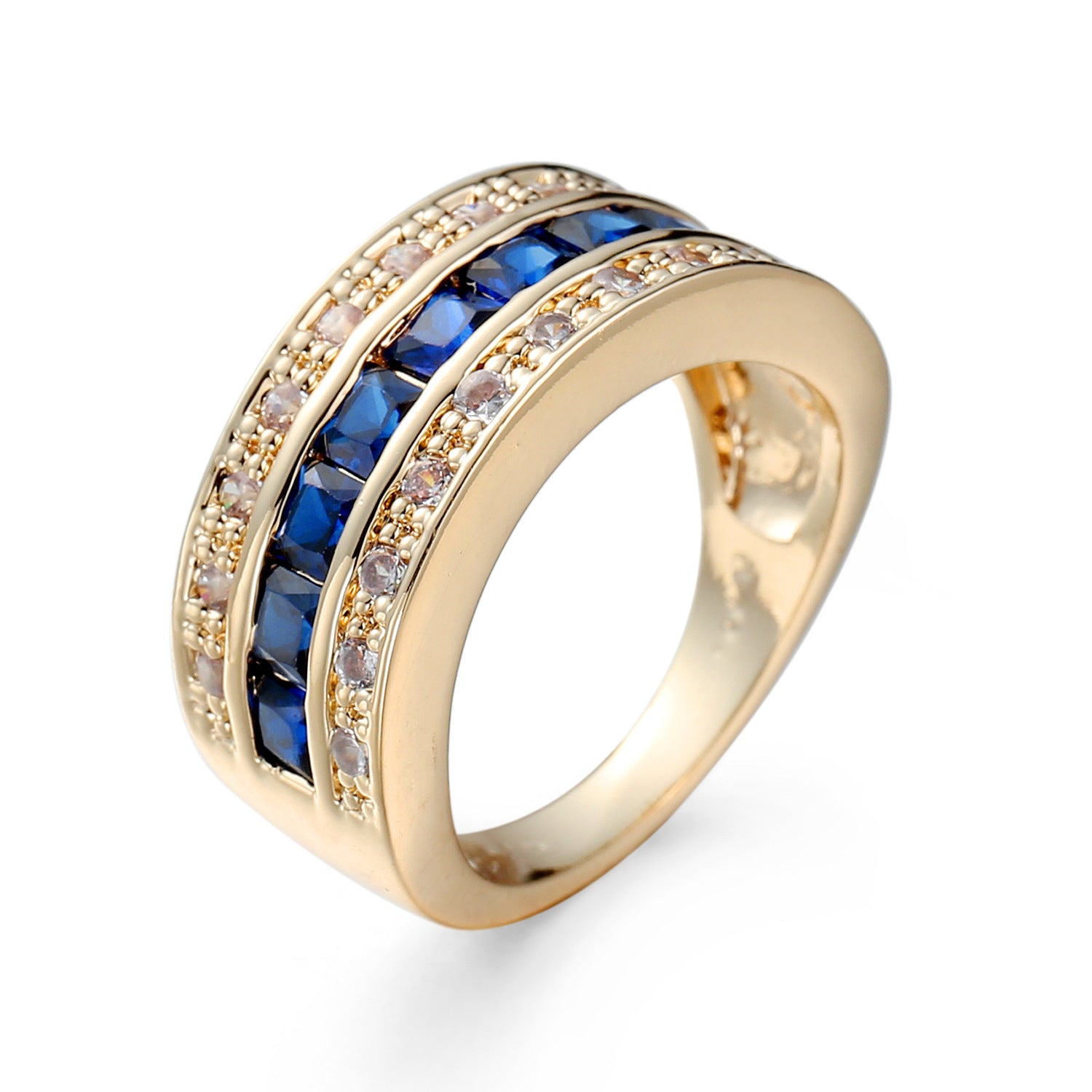 Wholesale  zircon  sapphire blue diamond men's rings