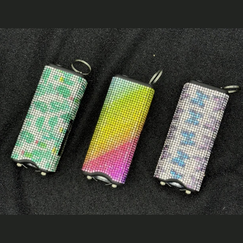 Wholesale 3pcs/set Colorful Butterfly Leopard Print Sunflower Rhinestone Flashlight Keychain ACCHW-KC-ZhiYa005