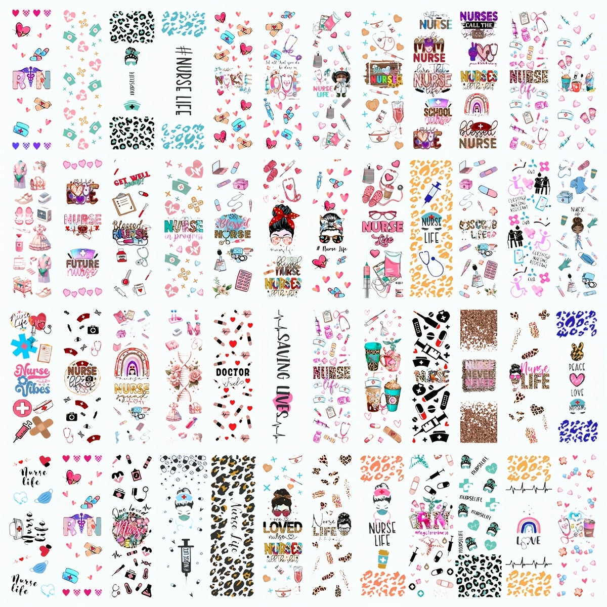 20pcs/40pcs Plastic Ballpoint Pen and Nurse UV DTF Pen Wraps Set for Appreciation Gifts Labor and Delivery Assistant Student Coworkers