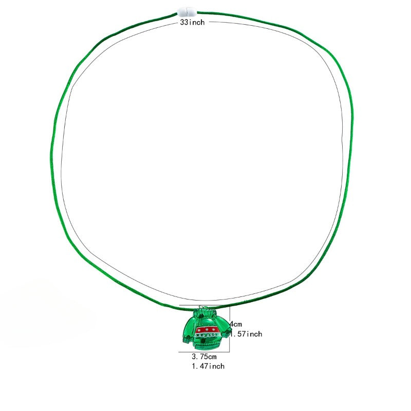 Wholesale 5pcs Christmas Green Sweater Luminous Necklaces  ACC-NE-ChuanSha003