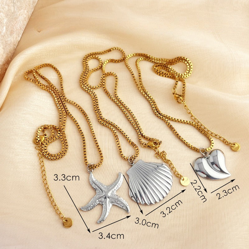 Wholesale Starfish Shell Necklace Stainless Steel Plated 18K Gold Stitching Necklaces ACC-NE-YuSen001