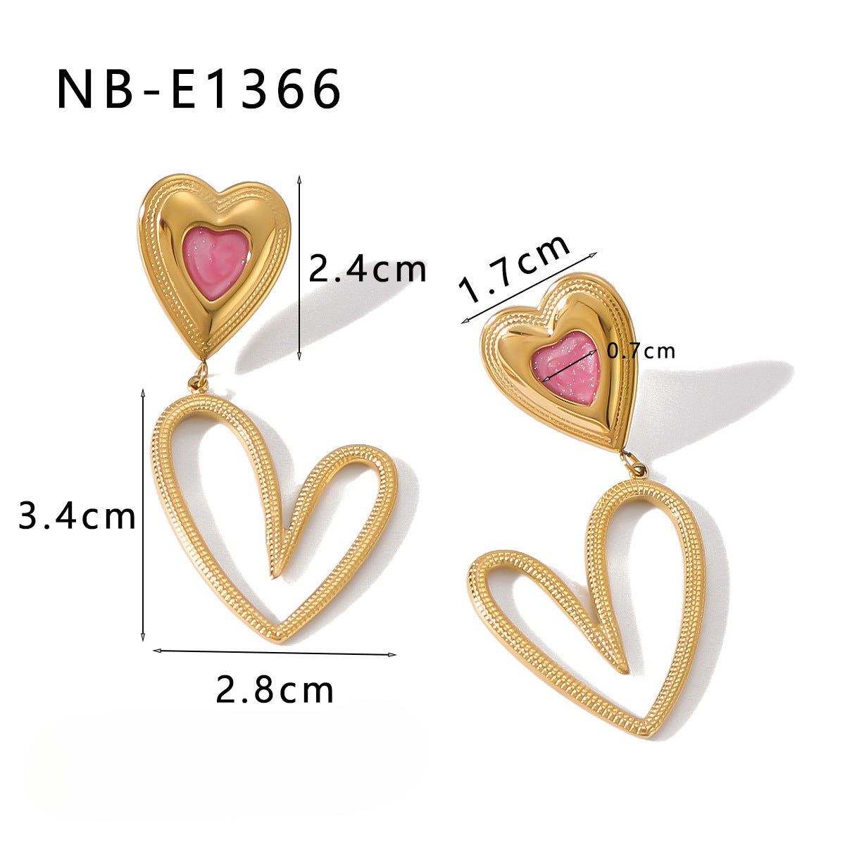 Wholesale Oil Dripping Stainless Steel 18k Gold Plated Special Shaped Love Earrings ACC-ES-XinY014