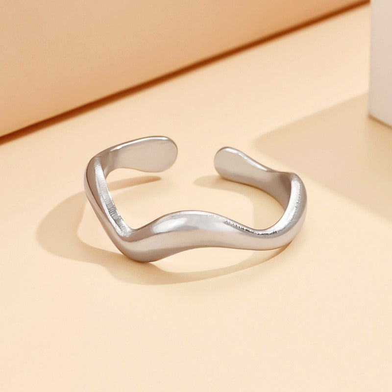 Wholesale Wave Ring Open Adjustable Stainless Steel Rings ACC-RS-MiYi002