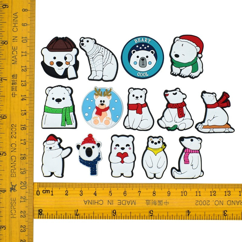 Wholesale Random 100pcs Polar Bear Cute Animal PVC Soft Rubber Shoe Buckle Decoration  ACC-SC-RYY084