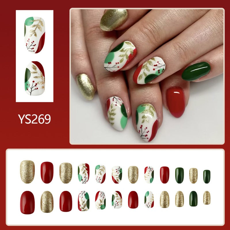 Wholesale 24 Pieces/box Shiny Christmas Flowers Nails Kits Nail Stickers ACC-NS-MiKe009