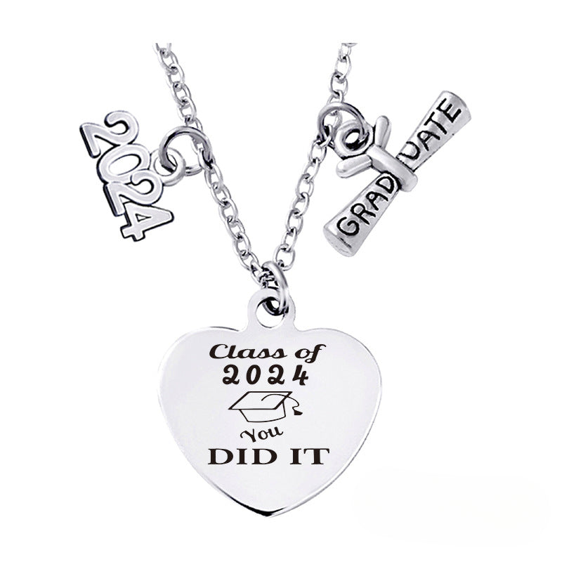 Wholesale Love Pendant 2024 Graduation Season Gift Titanium Steel Necklace ACC-NE-Ganggu001