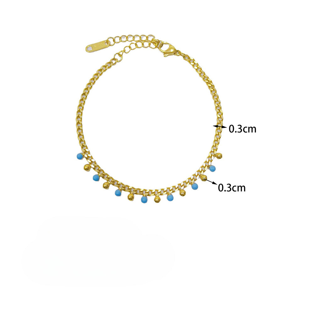 Wholesale Titanium Steel Necklace 18k Gold Plated Necklace Blue Epoxy Star and Moon Necklace ACC-NE-Tais008
