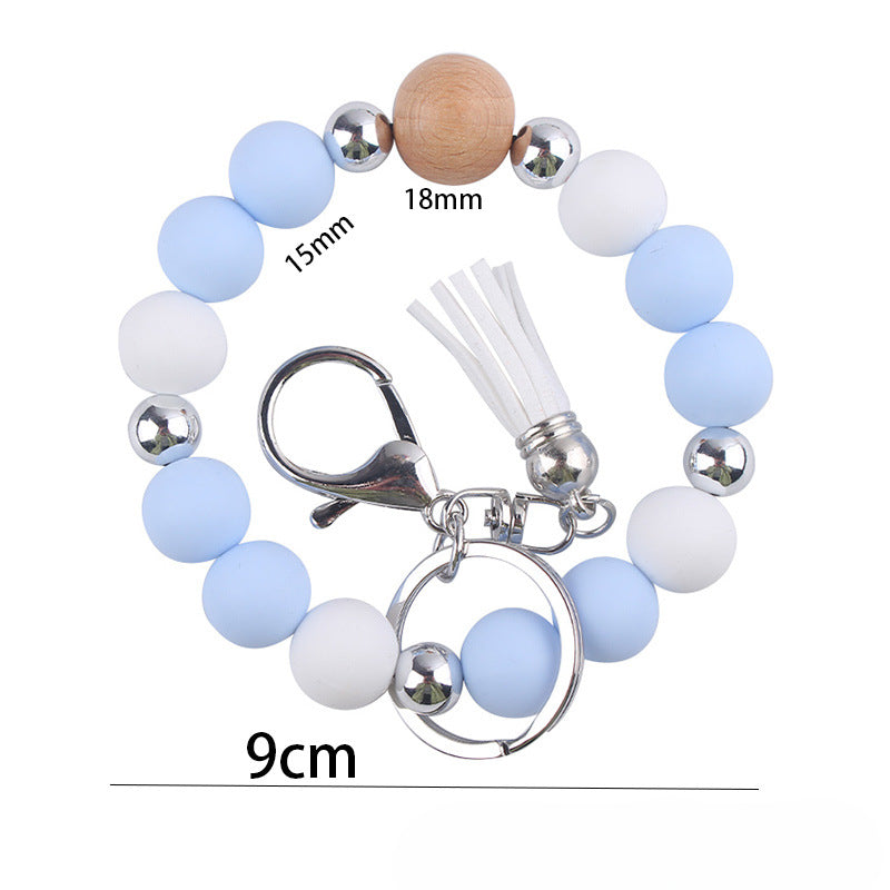 Wholesale Solid Color Silicone Beaded Wrist Keychain ACC-KC-GuangTian056