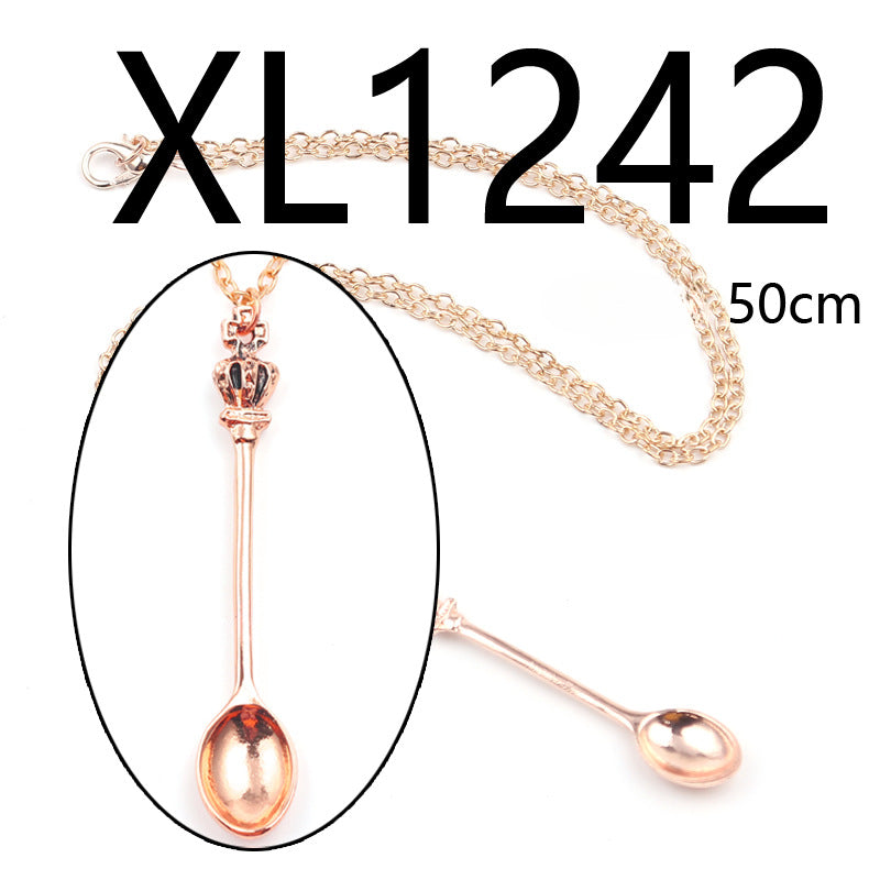 Wholesale Alloy Crown Spoon Necklaces ACC-NE-YBY002