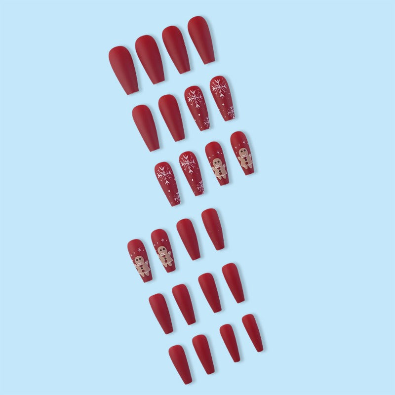 Wholesale 24 Pieces/box Christmas Red and White Snowflake Nails Kits Nail Stickers ACC-NS-QXJ037