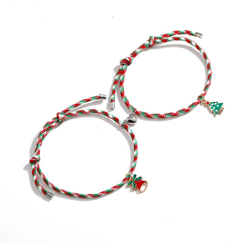 Wholesale Christmas Santa Claus Love Heart Magnet Adjustable Bracelet ACC-BT-DingZhou002