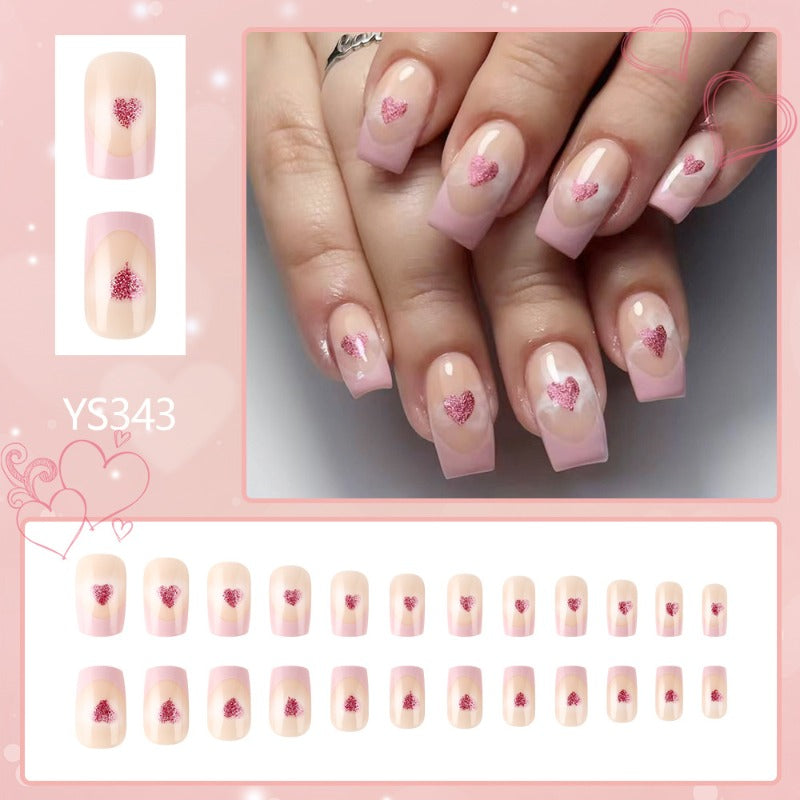 Wholesale 24 Pieces/box Valentine's Day Glitter Heart Nails Kits Nail Stickers ACC-NS-MiKe028
