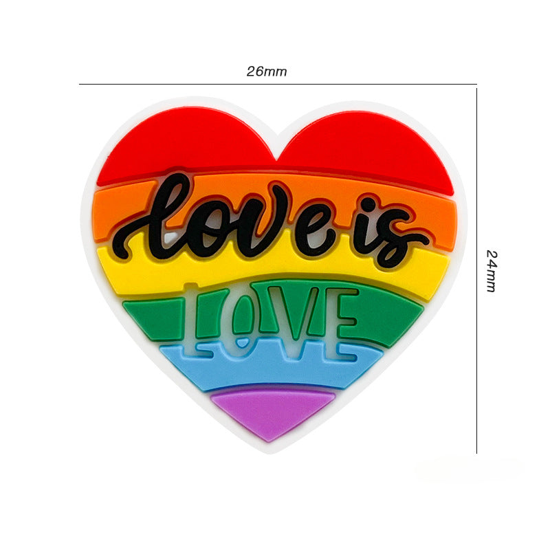 Wholesale of 10PCS Multi-color Love Food Grade Silicone Beads ACC-BDS-WDX043