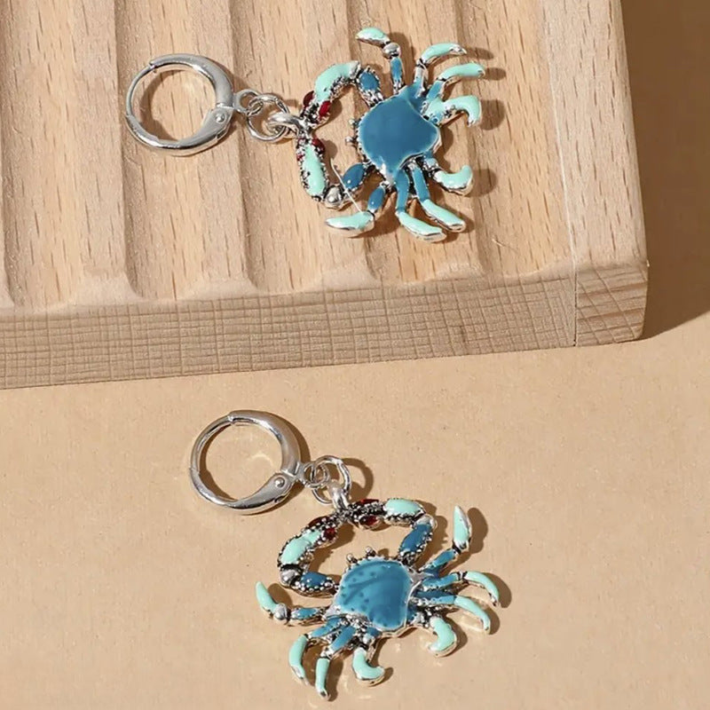Wholesale Hawaiian Style Earrings Blue Crab Alloy Earrings ACC-ES-Shiy001