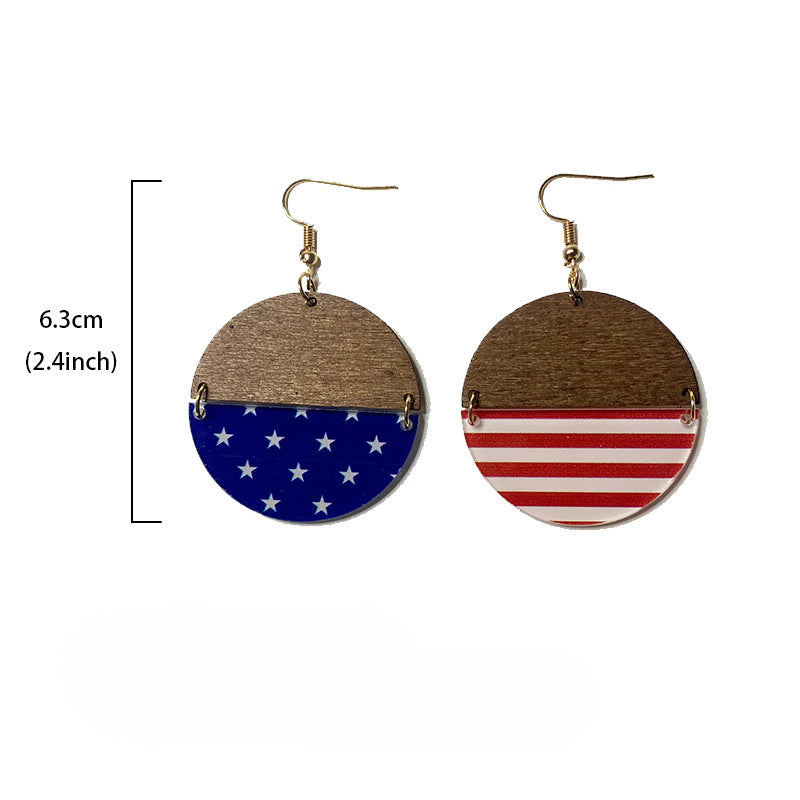 Wholesale American Independence Day Wooden Acrylic Spliced Earrings ACC-ES-XinChuan019