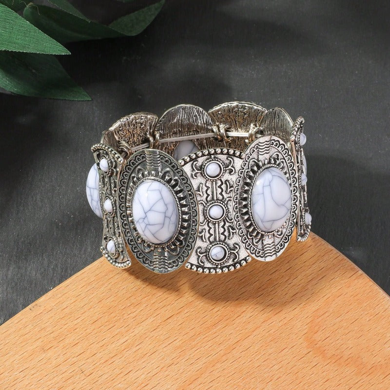 Wholesale Bohemian Natural Turquoise Stretch Bracelet ACC-BT-JunJie022