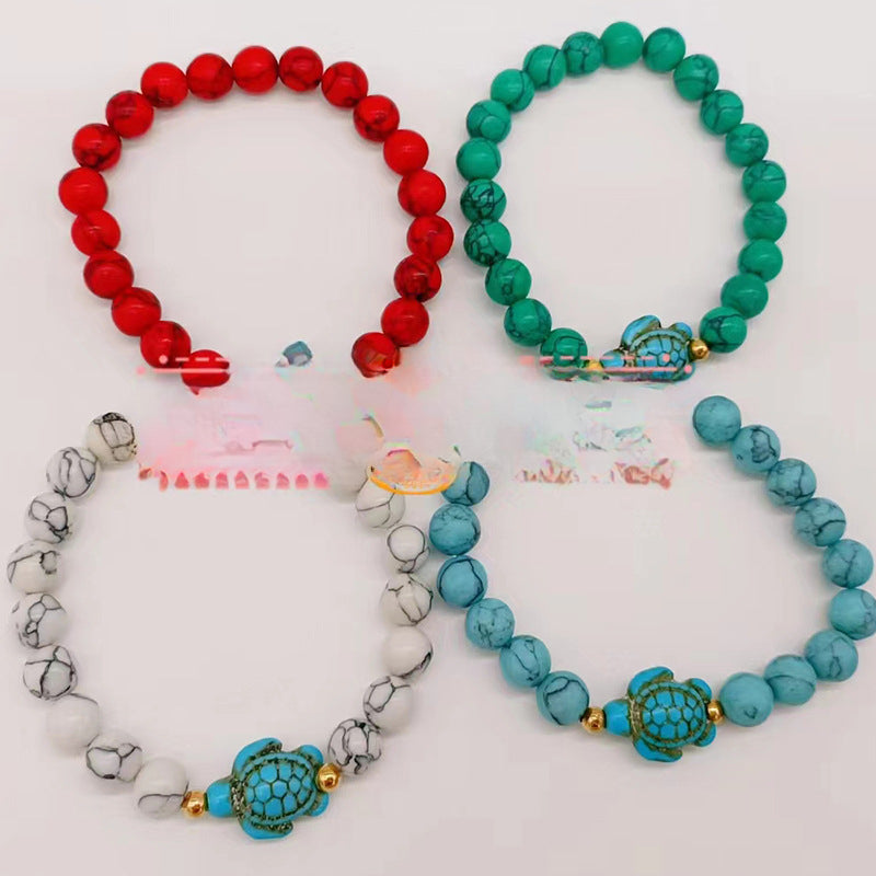 Wholesale Turtle Starfish Stretch Beaded White Turquoise Bracelet ACC-BT-Youl009