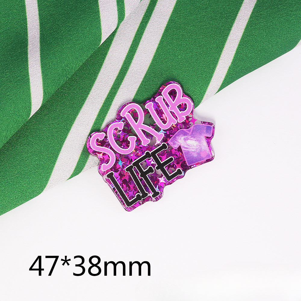 Wholesale 10pcs DIY Flatback Cartoon Medical Acrylic Flatback Badge Reels Retractable Keychain DIY Accessories ACC-FK-OuYe012