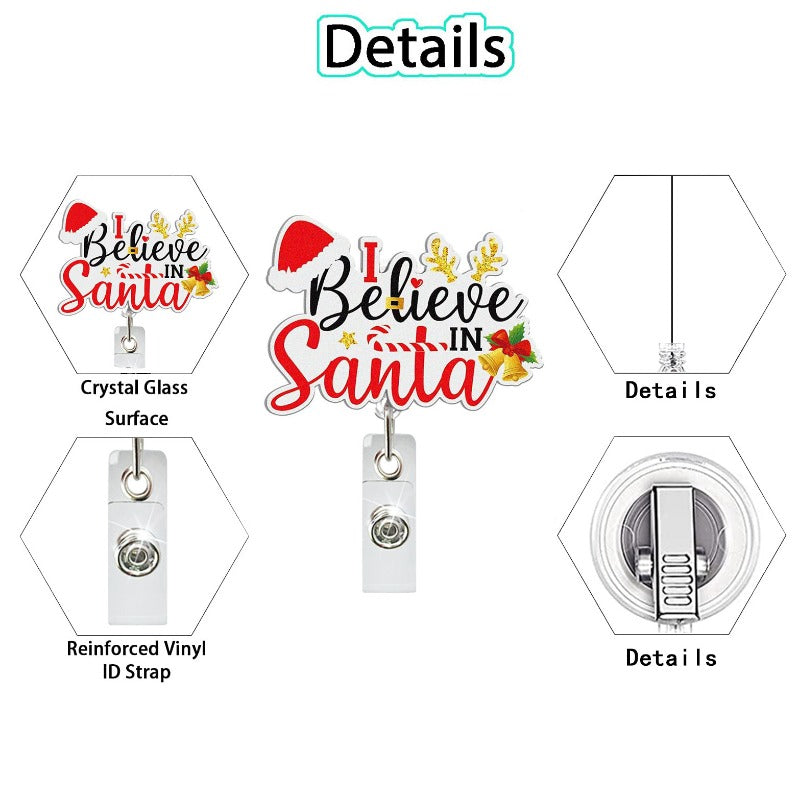 Wholesale Christmas Acrylic Christmas Tree Candy Retractable Rotating Badge Clip Keychain ACC-KC-QiDing019