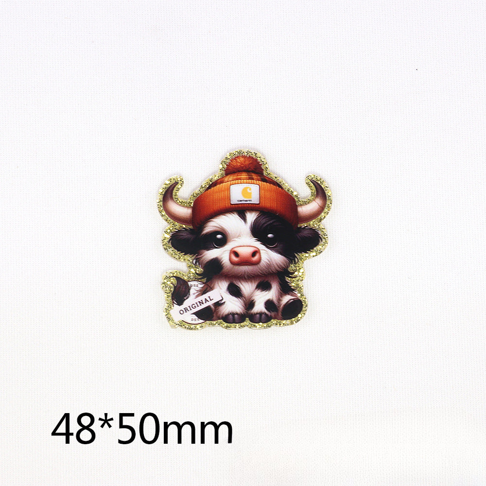 Wholesale 10pcs DIY Flatback Cartoon Calf Acrylic Flatback Badge Reels Retractable Keychain DIY Accessories ACC-FK-OuYe003