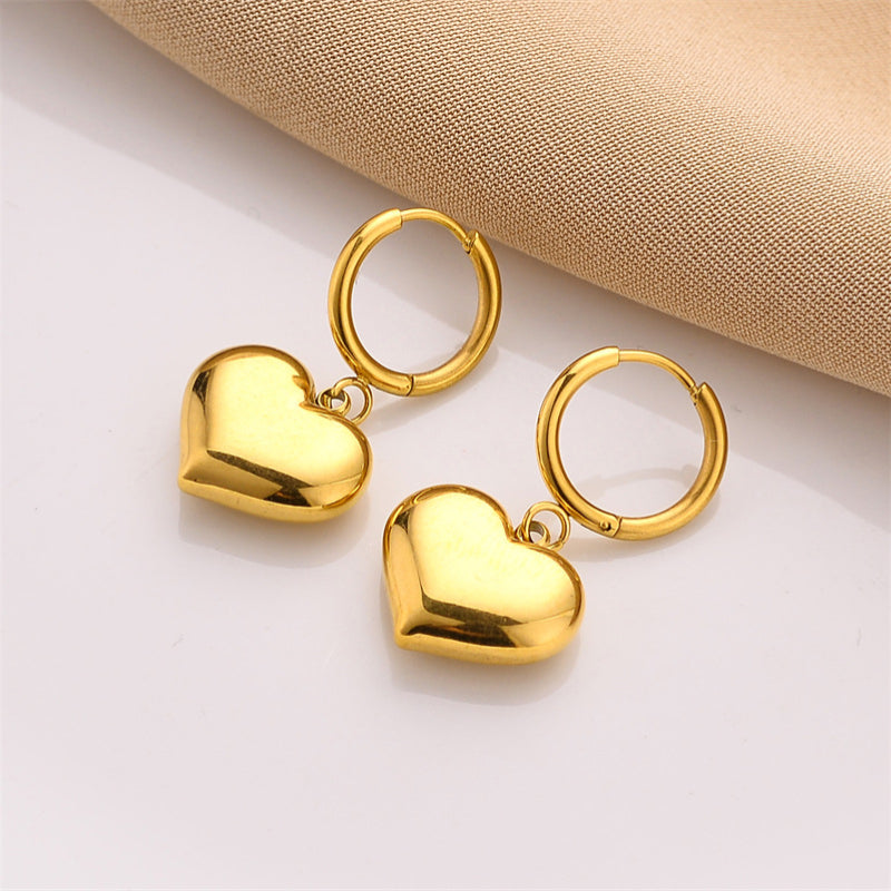 Wholesale Love Titanium Steel Three-dimensional Heart-shaped Earrings ACC-ES-Chengy004