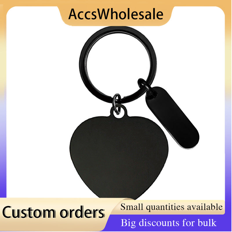 Custom Keychain with Laser Engraved Text or Logo - Multi-color Heart-shaped Small Strip Metal Keychain