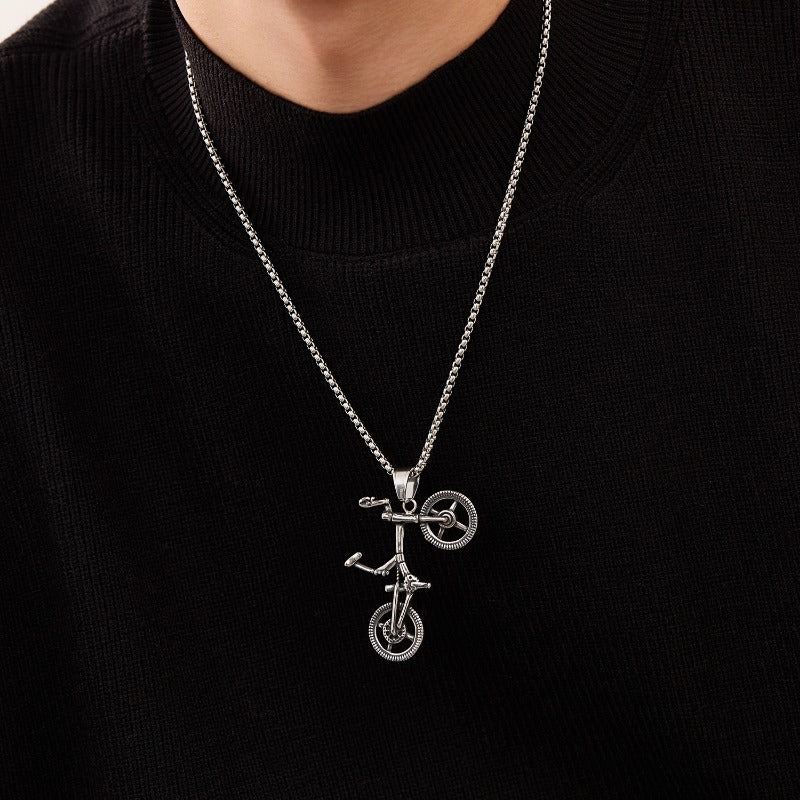 Wholesale Stainless Steel Retro Punk Style Bicycle Necklace ACC-NE-OPK002
