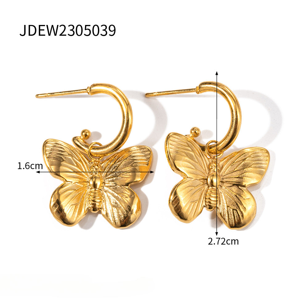 Wholesale Vintage Gold Sand Butterfly Bracelet Ring Necklace Set ACC-ES-WanXing002