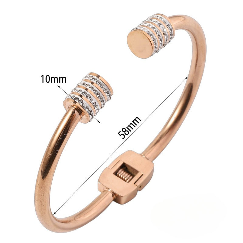 Wholesale Titanium Steel Round Full Diamond Bracelet ACC-BT-Ruif011