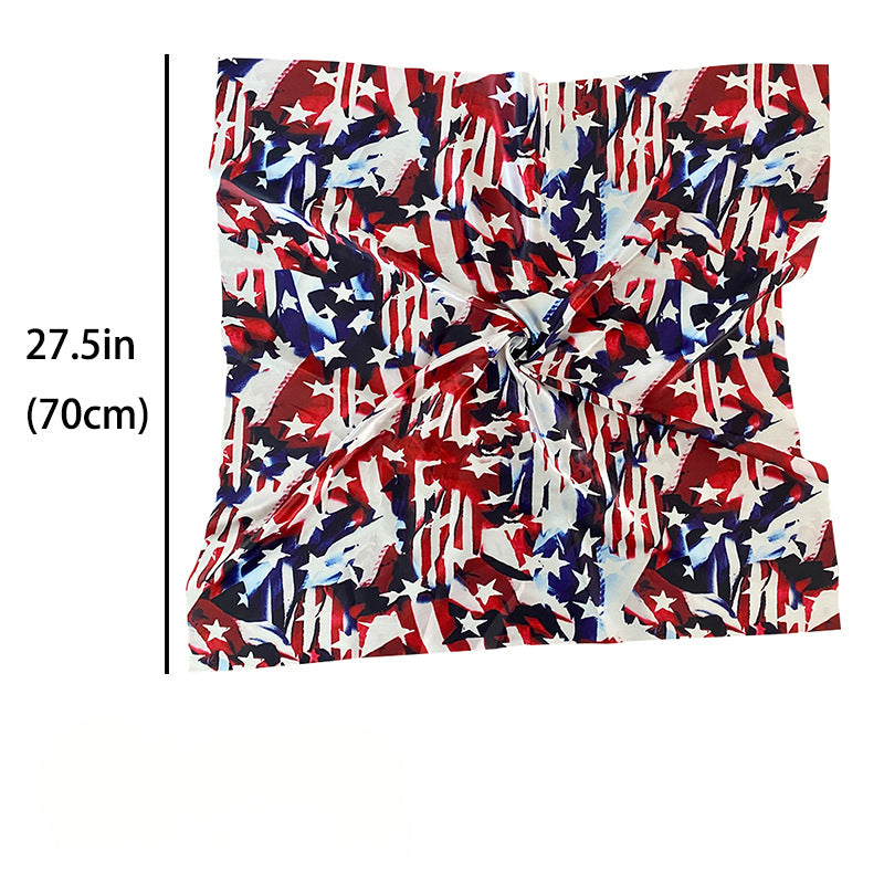 Wholesale American Independence Day Polyester Square Scarf Silk Scarf ACC-SS-HY003