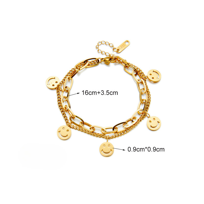 Wholesale Mix and Match Stacking Round Smiley Face Pendant Titanium Steel Bracelets ACC-BT-QianYue002
