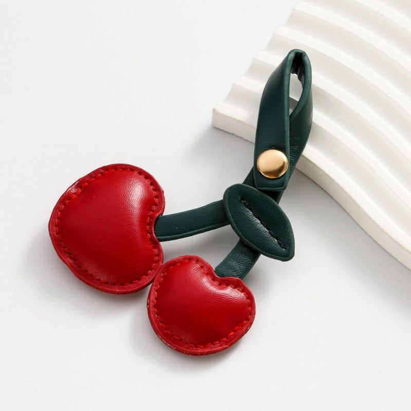 Wholesale DIY Cute Three-dimensional Heart PU Cherry Keychain ACC-KC-RongRui012