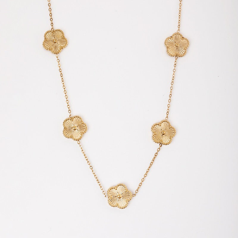 Wholesale Elegant Four-leaf Flower Clavicle Necklace Set ACC-NE-QiYun007