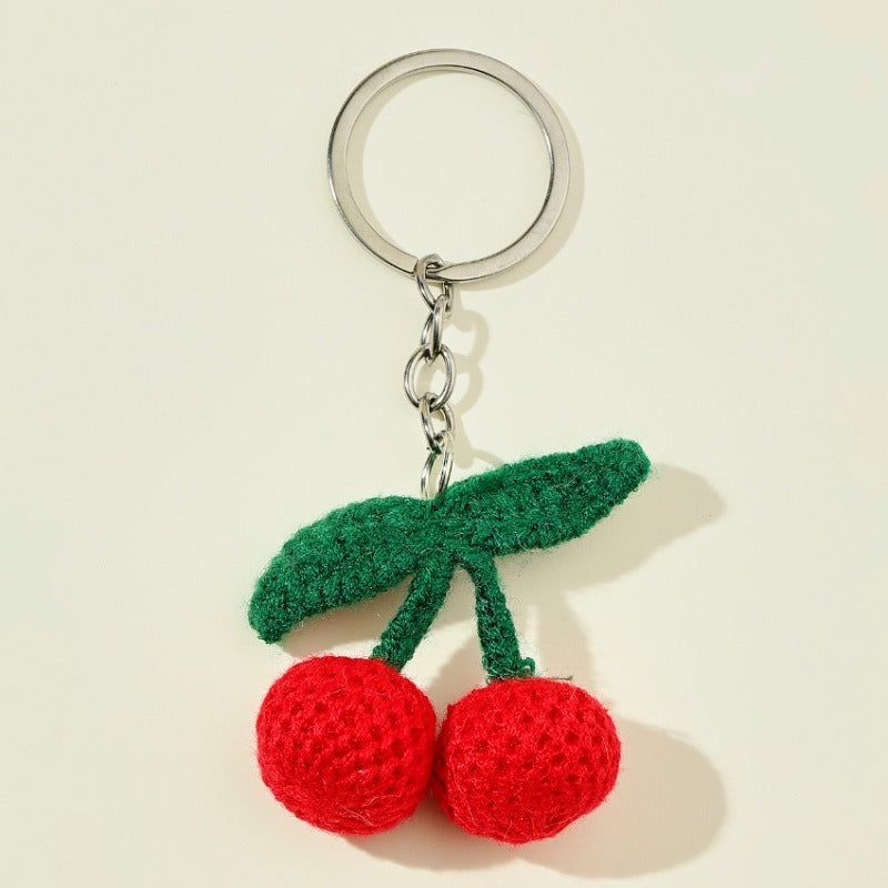 Wholesale Cute Handmade Wool Knitted Cherry Pendant Keychain ACC-KC-RongRui017