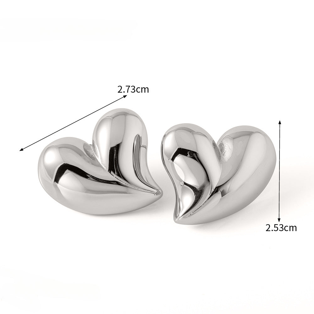 Wholesale 18K Gold Large Heart Shaped Earrings Stainless Steel Earrings for Women Heart Earrings ACC-ES-Jied006