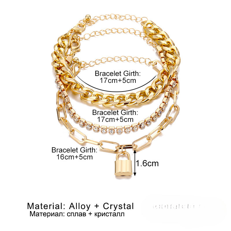 Wholesale Diamond Butterfly Stacked Chain Hip Hop Multi-Layer Bracelet ACC-BT-Gaot001