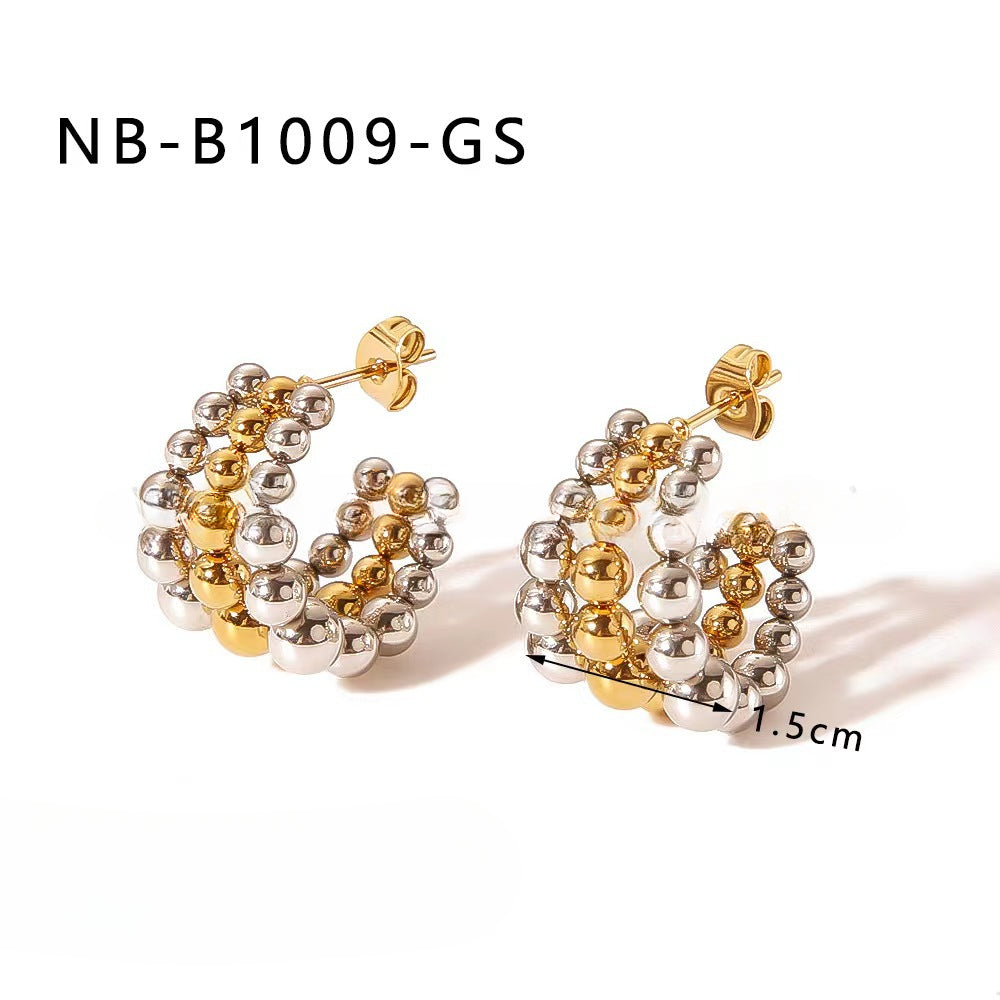 Wholesale Stainless Steel Earrings 18K Gold Plated Earrings C Shape Earrings ACC-ES-BaiL001