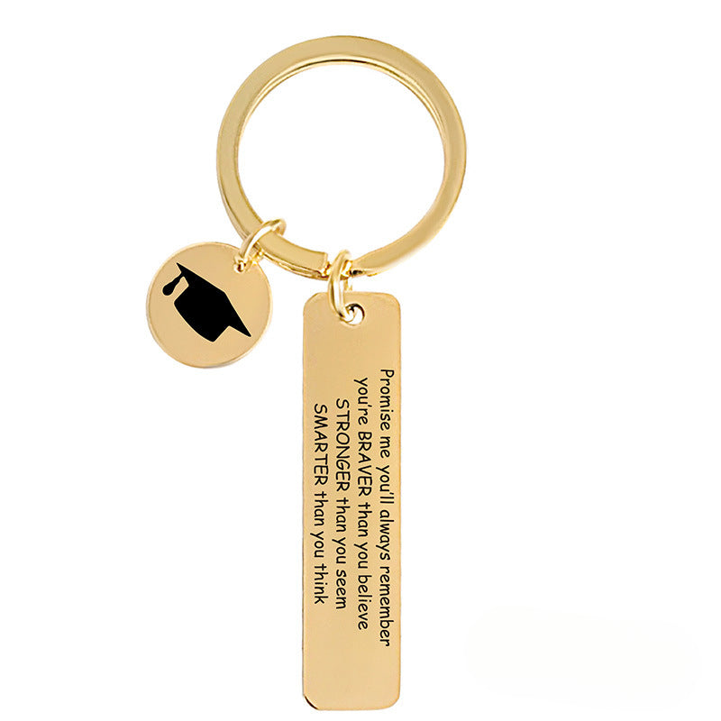 Wholesale 2024 Graduation Season Inspirational Phrases Square Stainless Steel Keychain ACC-KC-Ganggu013