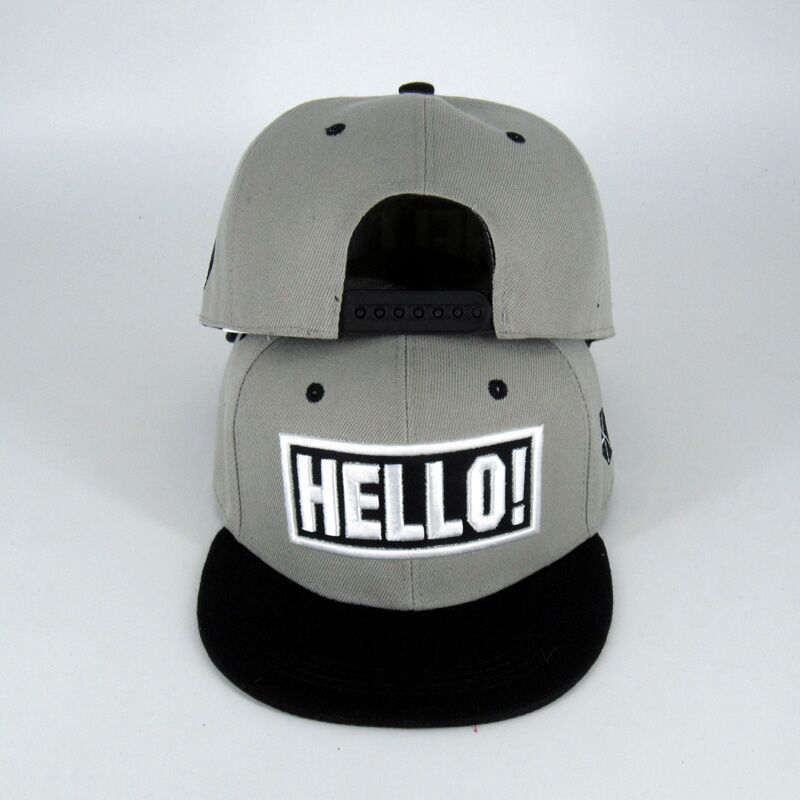 Wholesale HELLO Grey Cotton Baseball Cap Flat Brim Hat ACC-HT-Huic006