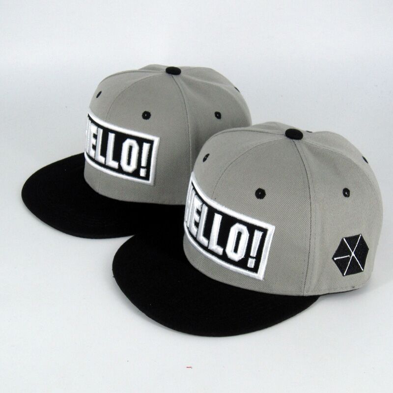 Wholesale HELLO Grey Cotton Baseball Cap Flat Brim Hat ACC-HT-Huic006