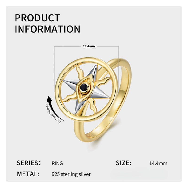 Wholesale Demon Eye Spin Ring S925 Sterling Silver Gold Plated Rings ACC-RS-MC014