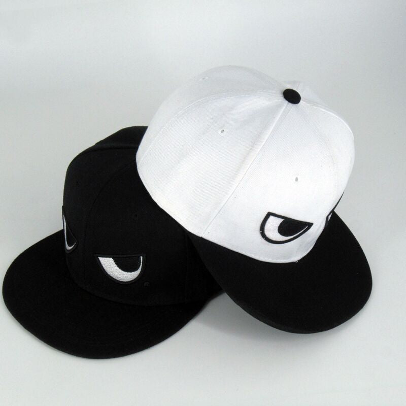 Wholesale Casual Flat Brim Hat Black and White Eyes Hip Hop Baseball Cap ACC-HT-Huic007
