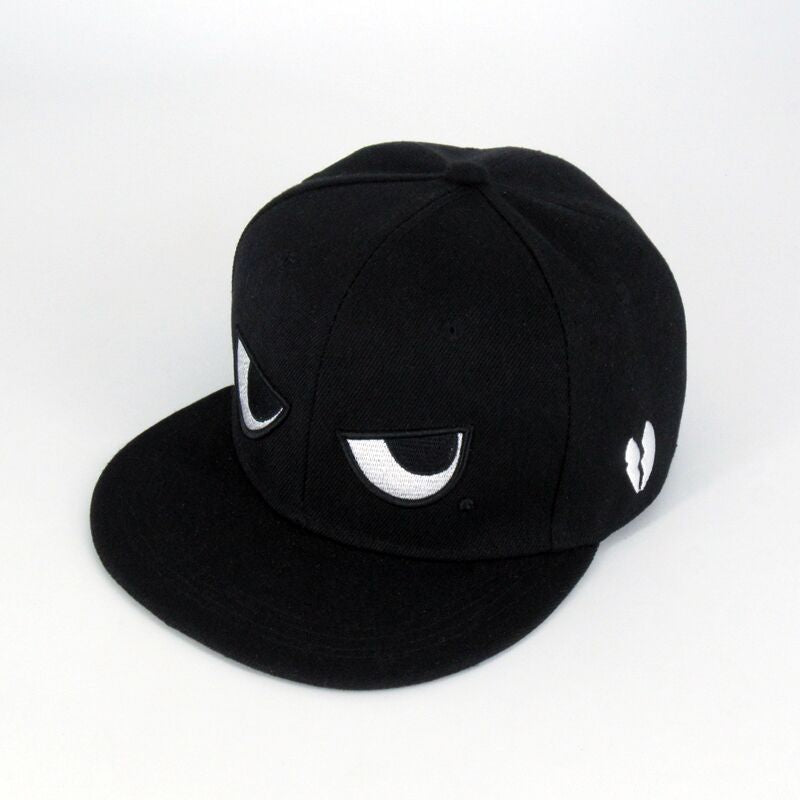 Wholesale Casual Flat Brim Hat Black and White Eyes Hip Hop Baseball Cap ACC-HT-Huic007