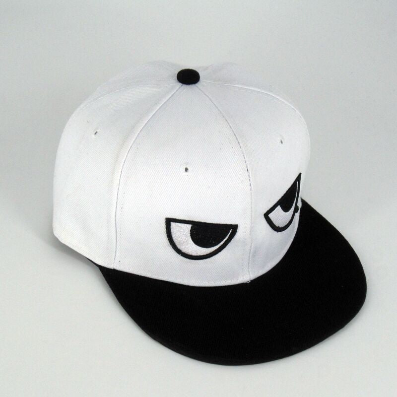 Wholesale Casual Flat Brim Hat Black and White Eyes Hip Hop Baseball Cap ACC-HT-Huic007